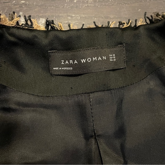 Zara Gold Tan Sequinned Embroidered Tweed Blazer Jacket 7853/661 xsmall - Picture 4 of 5